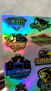 STIKER SOUND MINIATUR ISI 35 PCS BAHAN HOLOGRAM(PELANGI) 1 lembar ukuran 23cm x 30cm