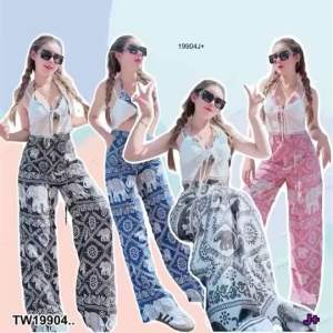 ME19904 น้องช้าง3ชิ้น น่ารักไม่ไหวแล้ว เหมาะกับซัมเมอร์ บาร์เสริมฟองน้ำมาพร้อมเสื้อสายเดี่ยวผ้าฉลุแต่งลูกไม้ ความน่ารักของนางคือเข้ากันสุดๆ กางเกวความยาว