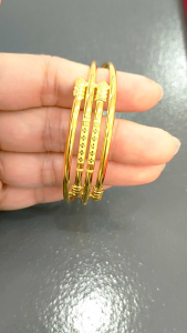 GELANG BANGLE DEWASA PERAK 925 ASLI LAPIS MAS