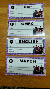 BTS inspired subject sticker labels for students customizable information science grade section advisor