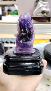 Natural Finest Amethyst Fox Fairy Carving Ornament AFF02