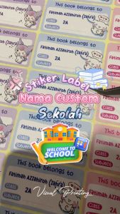 Stiker Label Buku Custom Sanrio Warna-Warni untuk Anak Sekolah