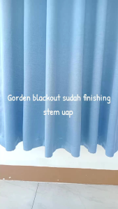 Gorden blackout polos biru muda: hordeng jendela dan pintu kamar tirai minimalis sekat ruangan