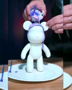 DIY Painting Toys Set / Fluid Paint Bear Keychain Handmade Violent Bear / Fluid Painting Color Carton Sets Kids Gift Children