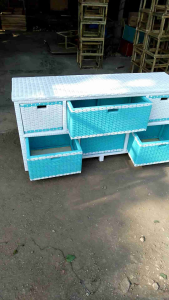 RAK LEMARI ROTAN SINTETIS 6 LACI JASMIEN WARNA WARNI  Termurah / Rak Buffet Rattan SINTETIS /Rottan Minimalis P128X L37 X T63 TERBARU 2023