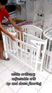 White Adjustable Crib with Baby Nest Set