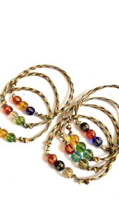 Gelang Pancawarna Tiga Bola & Batu Tibet Mantra Budha Om Mani Padme Free