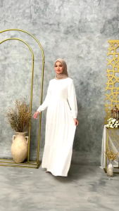 Gamis Rayon Tebal Adem Homedress Putih White Twill Busui