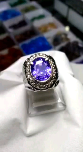 Cincin Batu Akik Kecubung Ungu Cutting Dim 12 mm