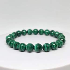 MEG High Quality Malachite Bracelet Natural Healing Crystal Beads 8mm for Men and Women Gift