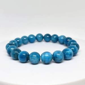 MEG High Quality Blue Apatite Bracelet Natural Healing Crystal Beads 10mm for Men and Women Gift