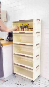 JOYEASE L40-60CM (3-5 Layers) Foldable & Stackable Storage Cabinet With Wheels Almari Box Multifunction Storage Box