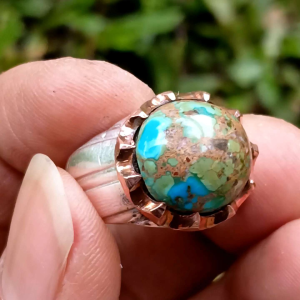 cincin perak pirus persia dwiwarna