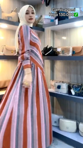 PROMO!!! GAMIS WANITA TERBARU MODEL STRIPE // AYOMI DRESS KEKINIAN