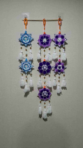 ธุงใยแมงมุมดอกดาวกระจายเส้น3ดอก ใช้แขวนประดับตกแต่งบ้าน ร้านค้า งานบุญประเพณีต่างๆเพื่อความเป็นศิริมงคลป้องกันสิ่งชั่วร้าย