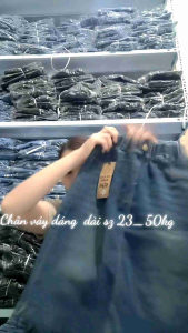 Chân váy jeans dáng xuông bé gái sz 18-40kg chân váy bò dáng dài qua gối cho bé gái