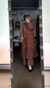 NEW SET LONG PLISKET SILK ETNIC PREMIUM VIRAL SETELAN TUNIK WANITA TERLARIS SET OOTD HIJABERS KEKINIAN