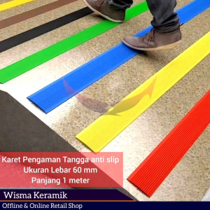 Lis karet tangga pengaman anti slip type lurus lebar 6 cm/60 mm