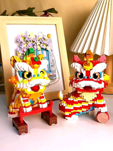 YKO lion dance building blocks Chinese traditional dancing lion lego nano block present brithday gift 舞狮