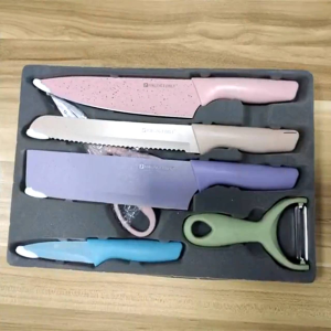 H854 Pisau Set Rainbow Pastel Ceramic 6 in 1 / Kitchen Knife Set Multicolor / Set Pisau Dapur