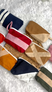 SOUVENIR DOMPET POUCH MAKE UP CANTIK LINEN TEBAL PREMIUM KEKINIAN