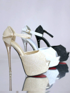 MMS high heels glitter elegan 16cm sepatu wanita kualitas impor