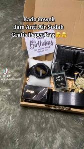 HAMPERS COWOK EDISI FULL BLACK (HARD BOX PREMIUM) Hampers jam anti air