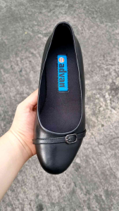 Base Advan Genuine Leather Marikina Made Womens Low Heel Slip On Pumps With Buckle Design
