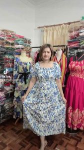 MAXI DRESS FLOWER BUTTON FREESIZE READY STOCK IN MALAYSIA