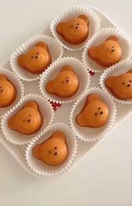 [พร้อมส่ง] ถาดอบขนมรูปน้องหมี พิมพ์อบขนมรูปหมี ขนาด 12 หลุม สีเงิน แบบ non-stick