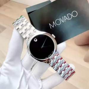 ĐỒNG HỒ NAM CHÍNH HÃNG Movado 0607415 Quartz Museum Black Dial Sapphire Silver Stainless Steel For Men