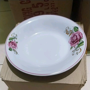 PIRING KERAMIK MOTIF BUNGA UNGU9inch/23cm.6pcs