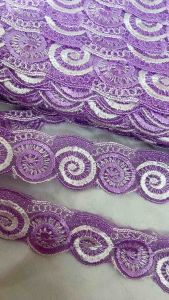 2m x 3cm ren viền ren chỉ bóng tím ren xinh trang trí váy áo túi ví nón làm handmade