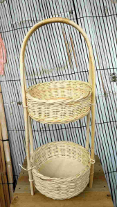 Rak Bumbu Rotan - Rak Bumbu Bulat - Susun 2 - Rak Bumbu Aesthetic - Perlengkapan Dapur Cantik