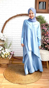 ONE SET AYLIN BY CUTETRIK TERBARU SETELAN LONG TUNIK DAN ROK BAJU MUSLIM ANAK DAN REMAJA POLOS PLAIN CASUAL SIMPEL BAJU SANTRI CEWEK