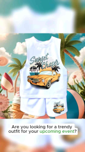 SUMMER VIBES Trendy CUTE Muscle tee & Short Terno for kids Cute Sando & short prints sublimation