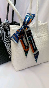 SHOULDER BAG WOVEN - TAS ANYAMAN HANDMADE DENGAN HANDLE PANJANG SIZE S WARNA POLOS PINK HITAM PUTIH