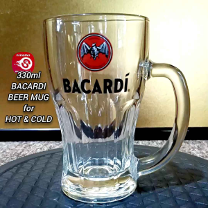 330ml BACARDI GLASS BEER MUG FOR HOT AND COLD 1pc • JAPAN SURPLUS