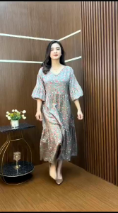MIDI DRESS MOTIF BARU BUNGA / MIDI DRESS NAGITA