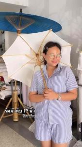 17 นิ้ว ร่มผ้าดิบ สีขาวล้วน ร่มบ่อสร้าง - ร่มบ่อสร้าง 17 นิ้ว