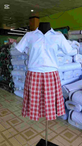 School uniform kinder elementary high-school kids girl skirt Palda RED CHECKERED SKIRT BOX PLEATS JOENEL BRAND