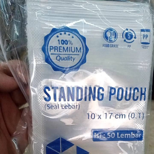 plastik STP stnding pouch ukuran 10*17 isi 50 lembar ketebalan 0.1