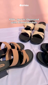 CAMOU Sandal Heels Wanita Kekinian Full Karet Tidak Licin - Diana Sandal Heels Pendek Wanita Terbaru 2025 Korean Style Kekinian