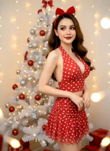 MDN. งานเซ็ทสองชิ้น เกาะอกดอกกุหลาบ+กระโปรง ผ้ายืดซีทรู