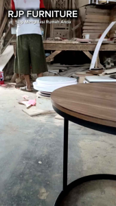 RJP FURNITURE Meja Besi Bulat Ruang Tamu Minimalis Kaki Besi-Cosmo Series