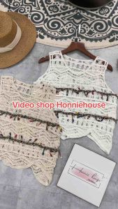 [nhiều mẫu]-Áo 2 dây sợi len móc babydoll áo mặc đi biển phong cách Phóng khoáng thời trang mùa hè cho nữ