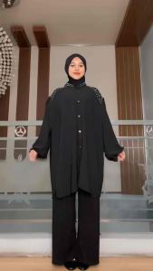 Qinara Blouse Atasan Kemeja Wanita Jumbo Variasi Payet Mutiara Crinkle Airflow