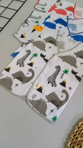 Baju Bayi Lengan Pendek 0-6 Bulan Motif Dinosaurus