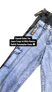 PROMO 50% Celana Cutbray Cargo Denim Premium // Celana HighWaist Wanita Dewasa Terbaru