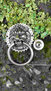 Ketukan Pintu Kuningan Antik Motif Singa Bintang 15 cm